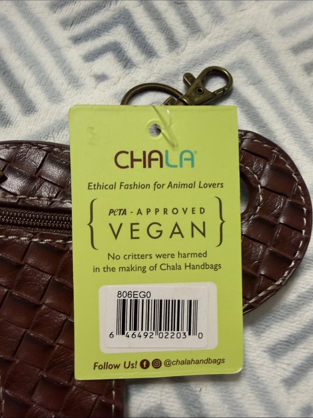 Chala Elephant Keychain/Bagcharm in Beige with Brown and Green Accent NWT - Picture 5 of 7